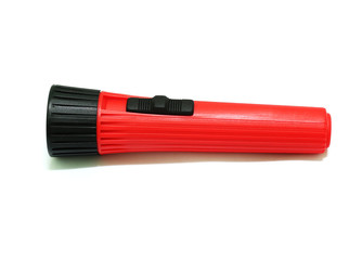 Electric Pocket Red Flashlight isolated on white background