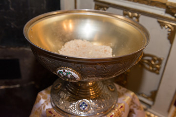 The tub in church ready for a baptism