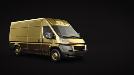 Gold Truck-Fast shipping. 3D rendering