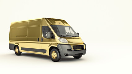 Gold Truck-Fast shipping. 3D rendering