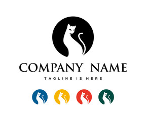 Cat Circle Abstract Icon Logo Design