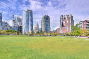 paint stylized image of Vancouver cityscape in the summer