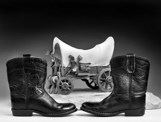 Cowboy boots and toys.