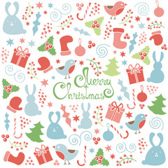 Christmas elements seamless pattern