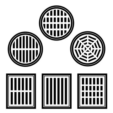 sewer cover black symbol vector