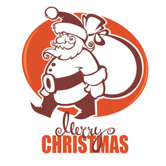 vector Christmas retro greeting card template design with image