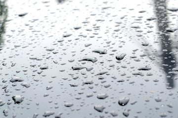 rain drops on a car roof.