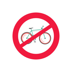 No bicycle vector road sign vector illustration isolated on white background, no bike allowed sign, restricted sign for cyclists, no cycling