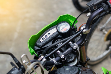 Fototapeta na wymiar Closeup to the speedometer of the motorcycle.