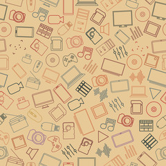 Seamless background from a set of digital devices, vector illustration.