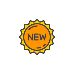 New label, sticker line icon, filled outline vector sign, linear colorful pictogram isolated on white. logo illustration