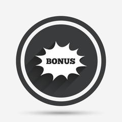 Bonus sign icon. Explosion cartoon bubble symbol.