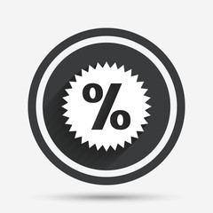 Discount percent sign icon. Star symbol.