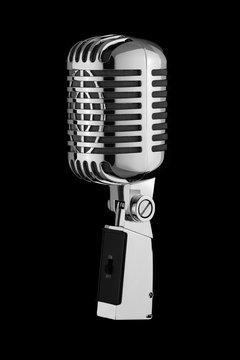 Retro Microphone isolate on black background