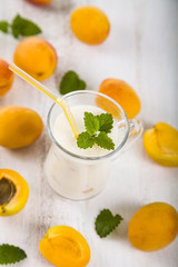 Apricot smoothie and ripe apricots
