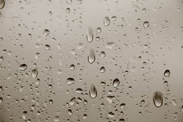 Rain drops on window , rainy day 