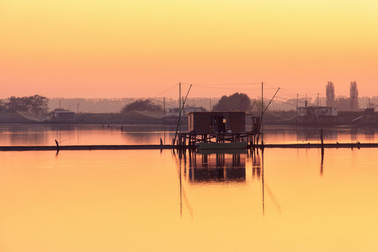 Valli di Comacchio sunset Ferrara Emilia Romagna Italy