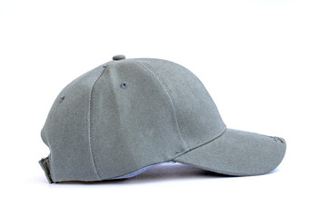 Closeup of the fashion gray cap isolated on white background.