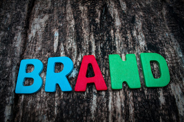 word brand on wooden background