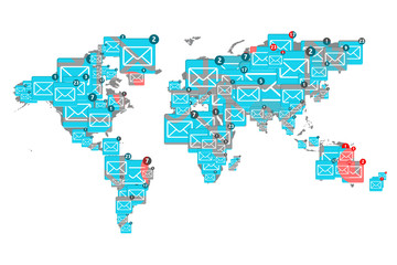 World email, concept of using the mail system by people througho