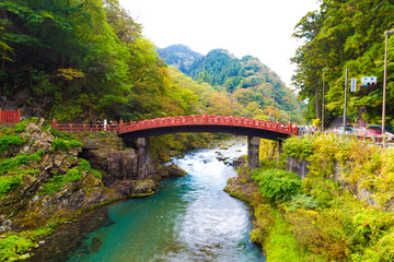 Fototapeta na wymiar Nikko is Nippon Shinkyo or Sacred Bridge in NIkko