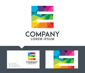Letter E vector logo and business card template