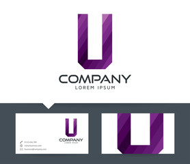 Letter U vector logo and business card template