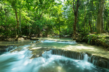 Fototapeta na wymiar Hauy Meakamin waterfall, Located Kanchanaburi Province, Thailand