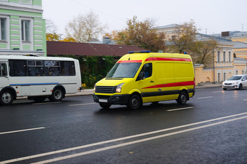 Moscow, Russia - October, 7, 2016: Emergency car in a center of Moscow, Russia
