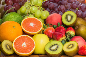 Naklejka na ściany i meble Arrangement fresh fruits and vegetables
