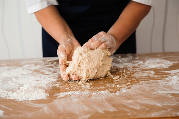 Chef preparing dough - cooking process