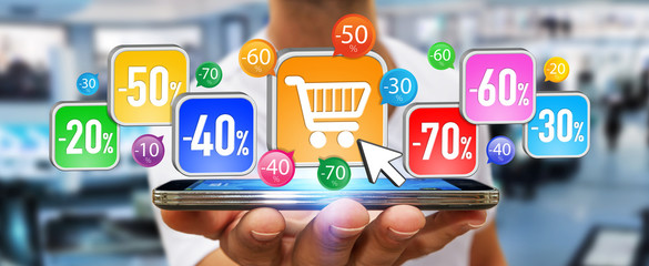 Young man shopping during sales period