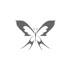 Icon grey butterfly on white background