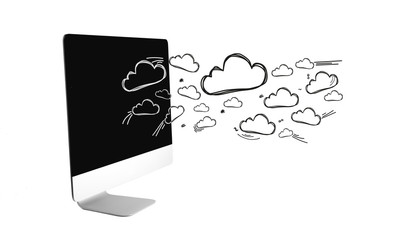 Cloud icons going out a computer