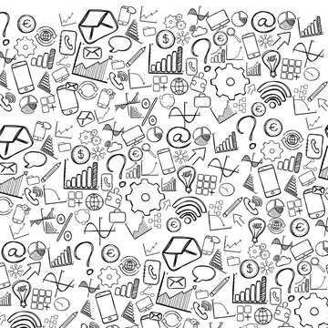 Wallpaper of business hand drawn icons