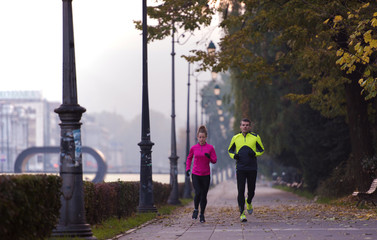 young  couple jogging