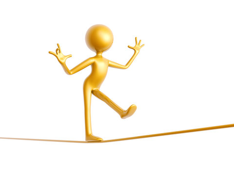recommend clip art: golden guy wire walking isolated on white background 3d illustration