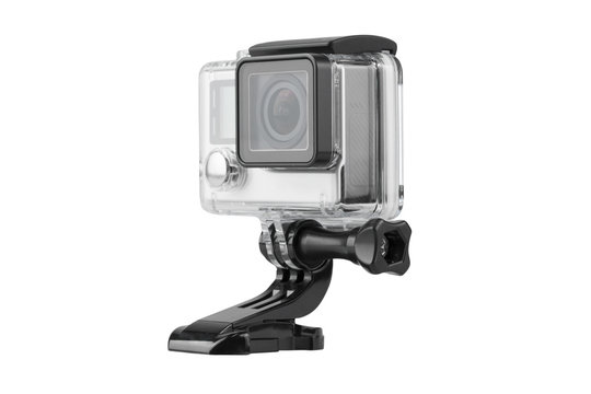 Action camera isolated on a white background.