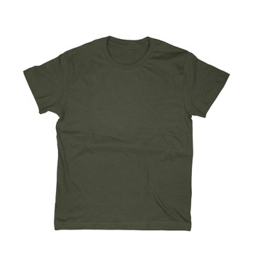 Dark Green Tshirt Isolated On White Background