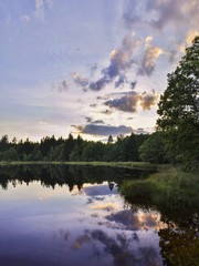 Fototapeta premium Pond sunset reflection