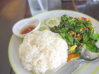 Rice with pork and basil