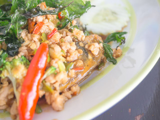 Rice with pork and basil