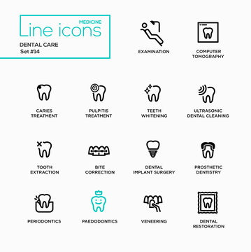 Dental Care - Single Line Pictograms Set