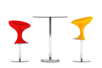 Modern Bar Stools with Table. 3d Rendering