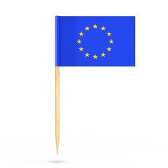Mini Paper European Union Pointer Flag. 3d Rendering