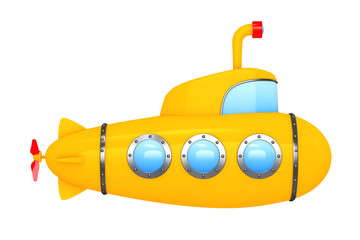 Toy Cartoon Styled Submarine. 3d Rendering