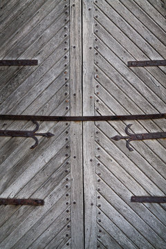 background old gray wooden door closeup