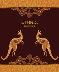 Ethnic tribal background with kangaroo