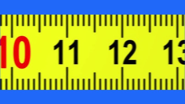 Tape measure on a blue screen, 3d animation, full HD 1080