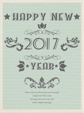 2017 HAPPY NEW YEARS RETRO POSTER FLAYER VINTAGE